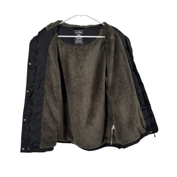 LL Bean Jacket Womens Medium Black Winter Warmer 271136 Gorpcore Fleece Lined - Picture 4 of 10